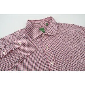 Sid Mashburn Mens Large Pink Checks Button Front Long Sleeve Dress‎ Shirt